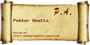 Pekker Anetta névjegykártya